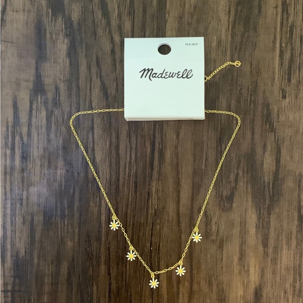 Madewell enamel daisy charm choker necklace